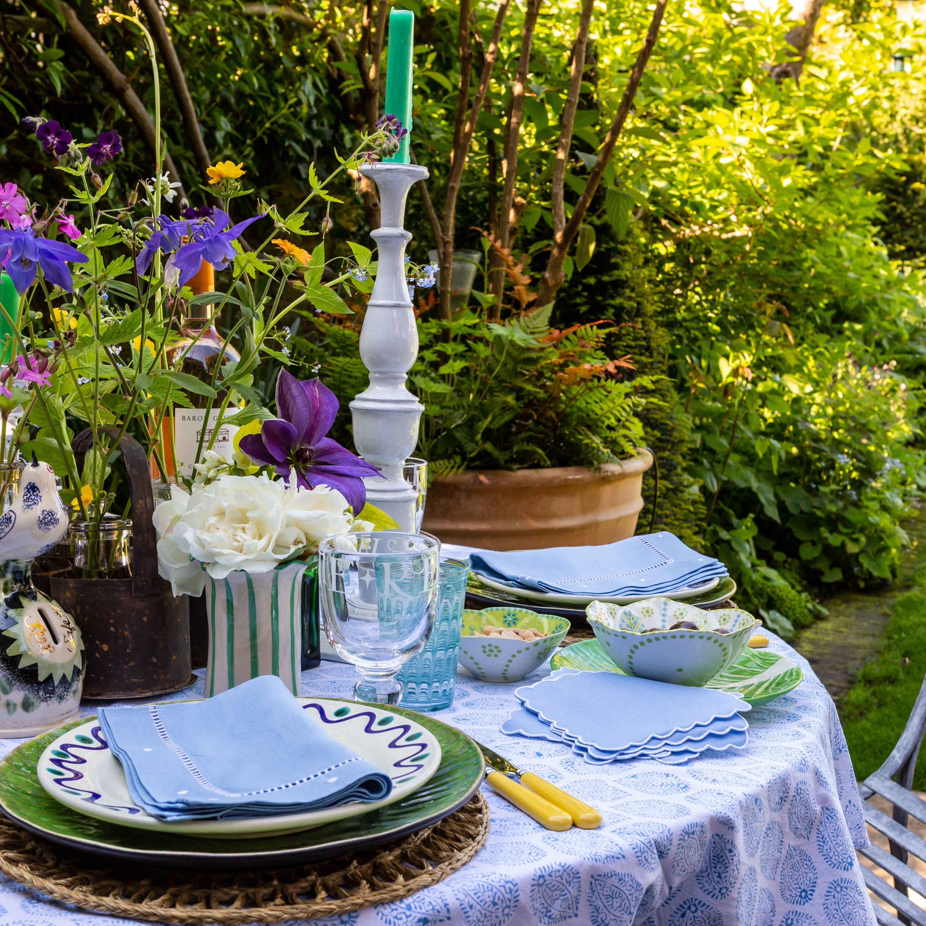 Blue Leaf Tablecloth