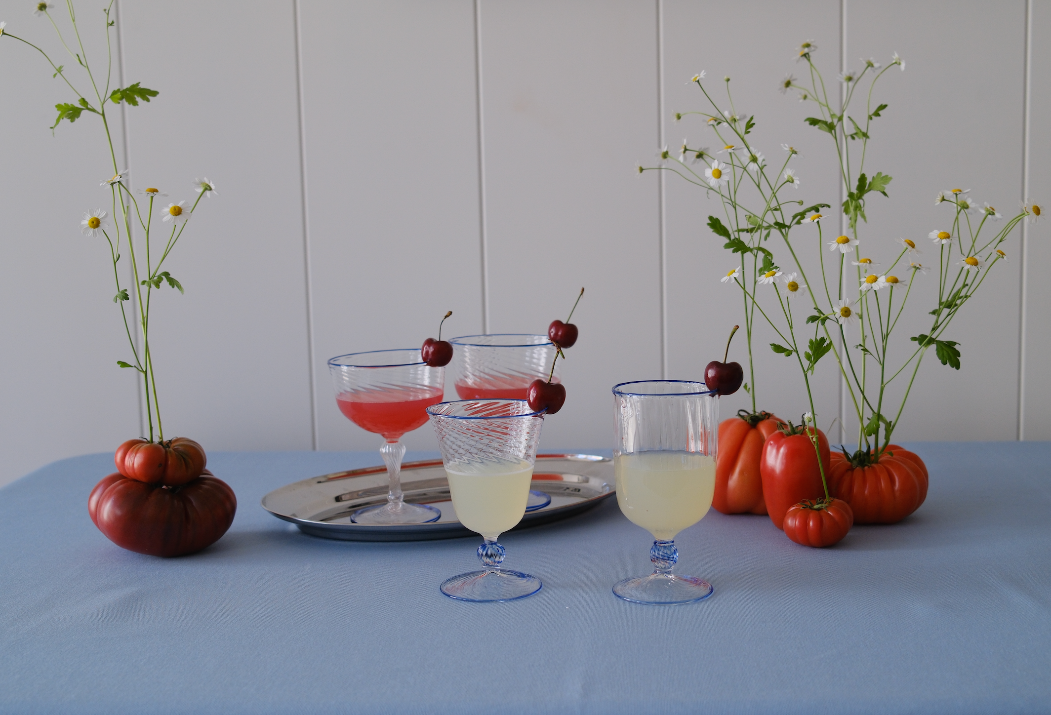 The Adrienne Venetian Wine Glass in Blue, Set of Two