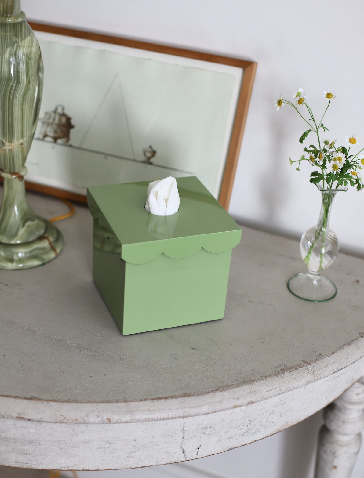 The Isabella Tissue Box in Green