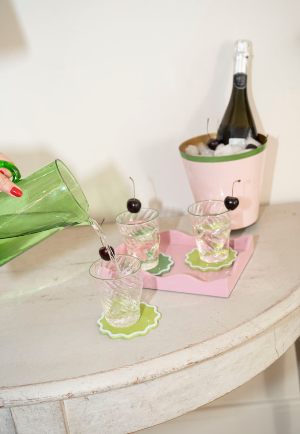 The Adrienne Murano Tumbler in Green, Set of Four