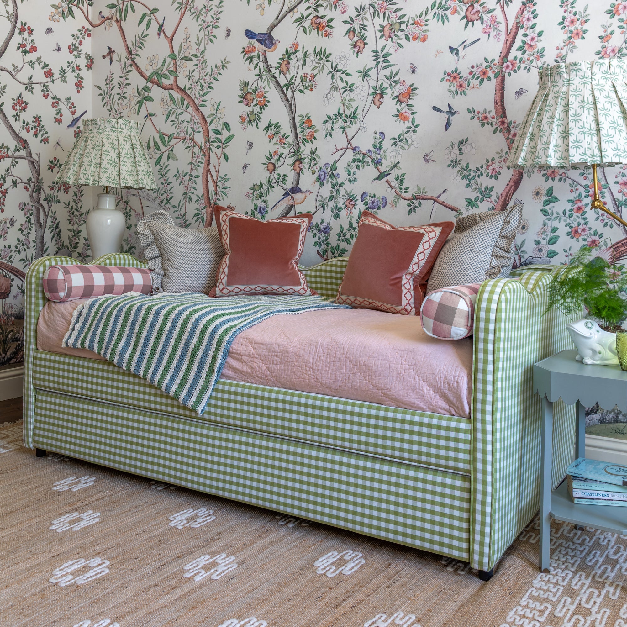 The Lochlan Day Bed - Wavy Green Gingham