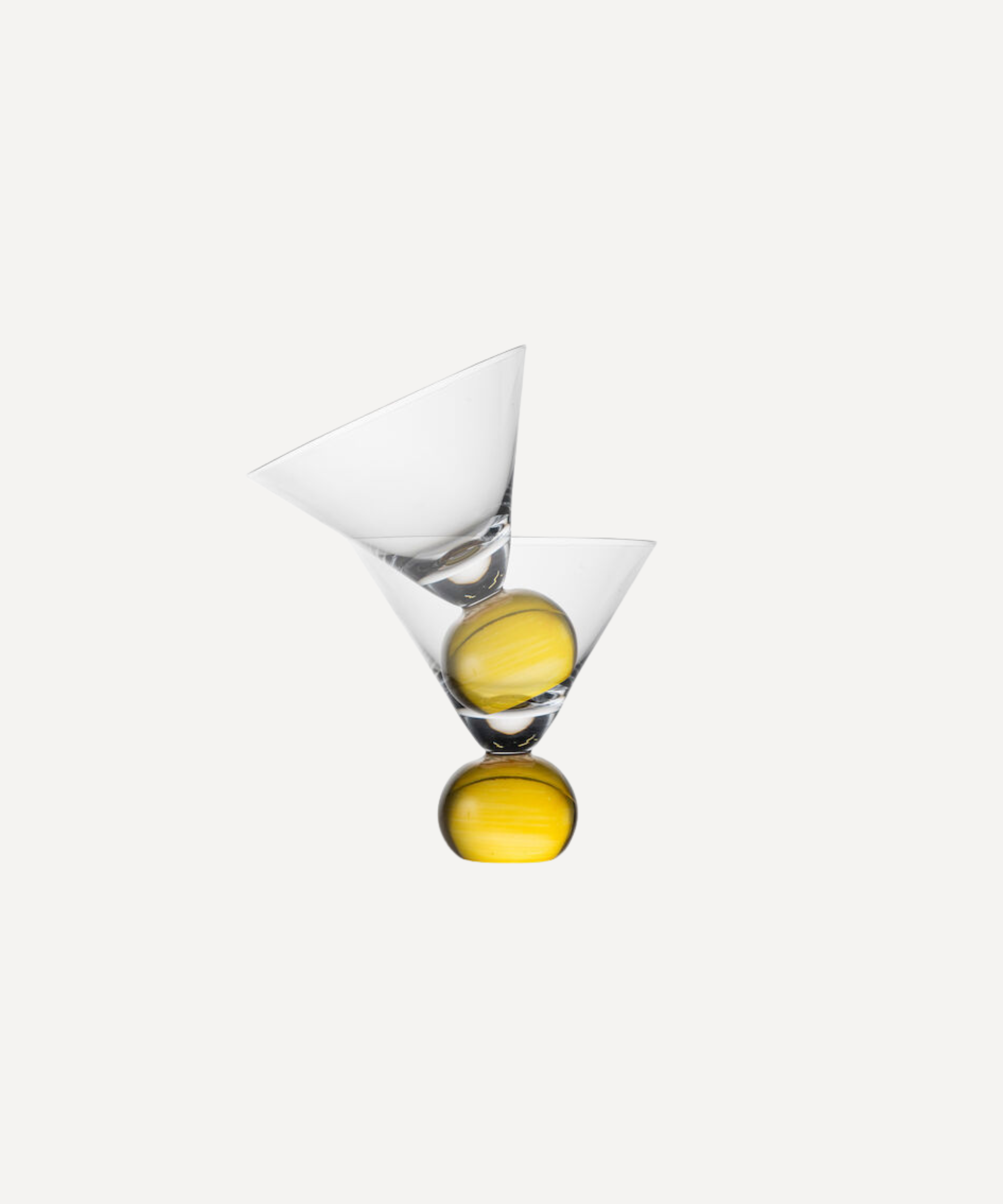 Cocktail Glasses, Yellow/Clear - Set of 2