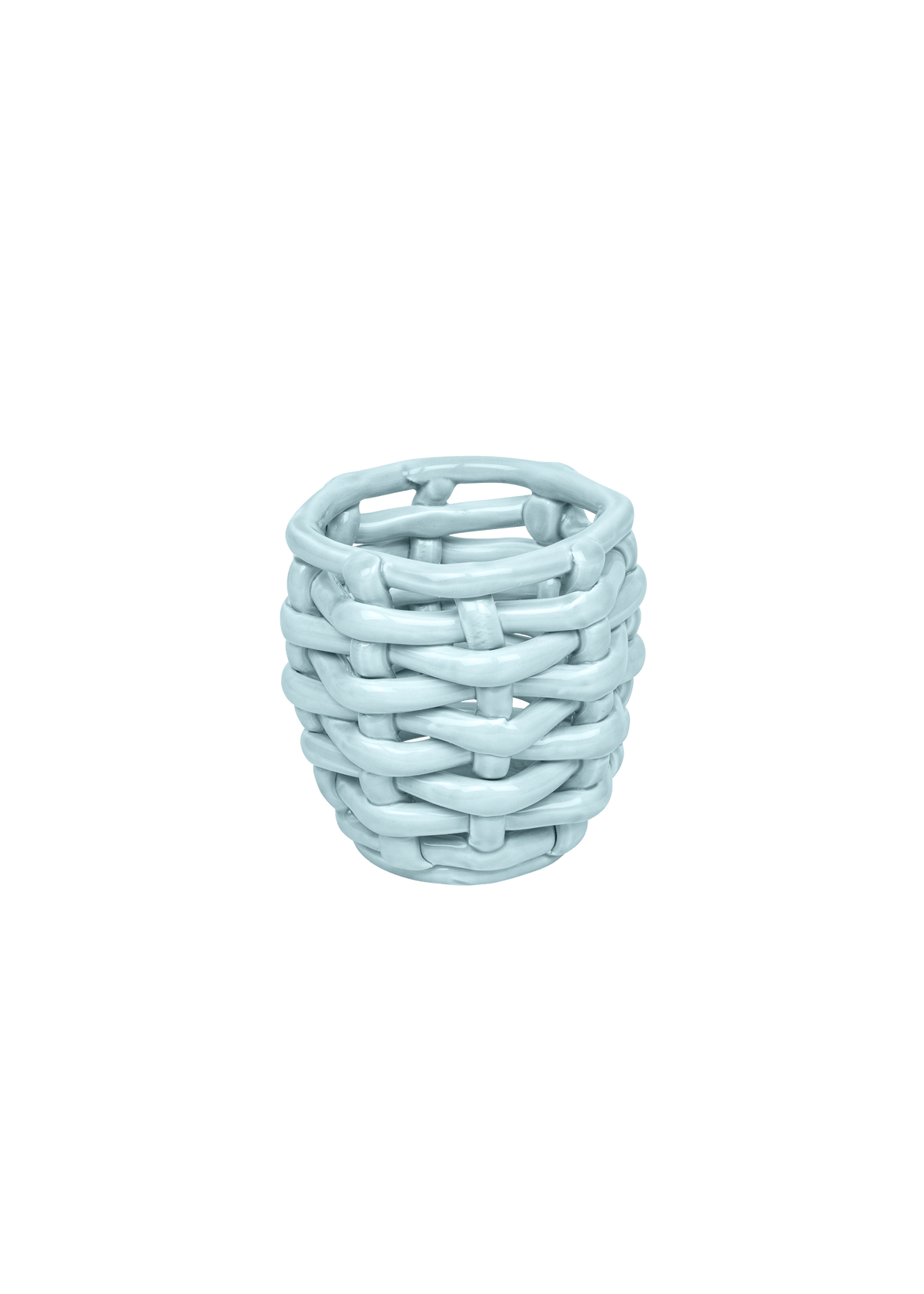 Small Sky Blue Basketweave Planter