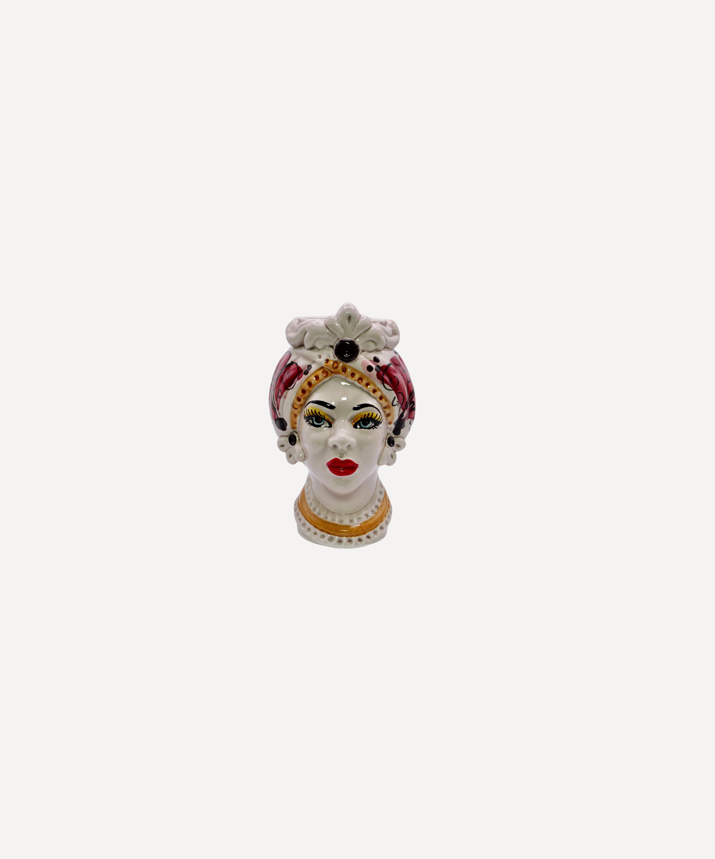 Small Pink Crown Sicilian Head Vase – Handcrafted in Sicily