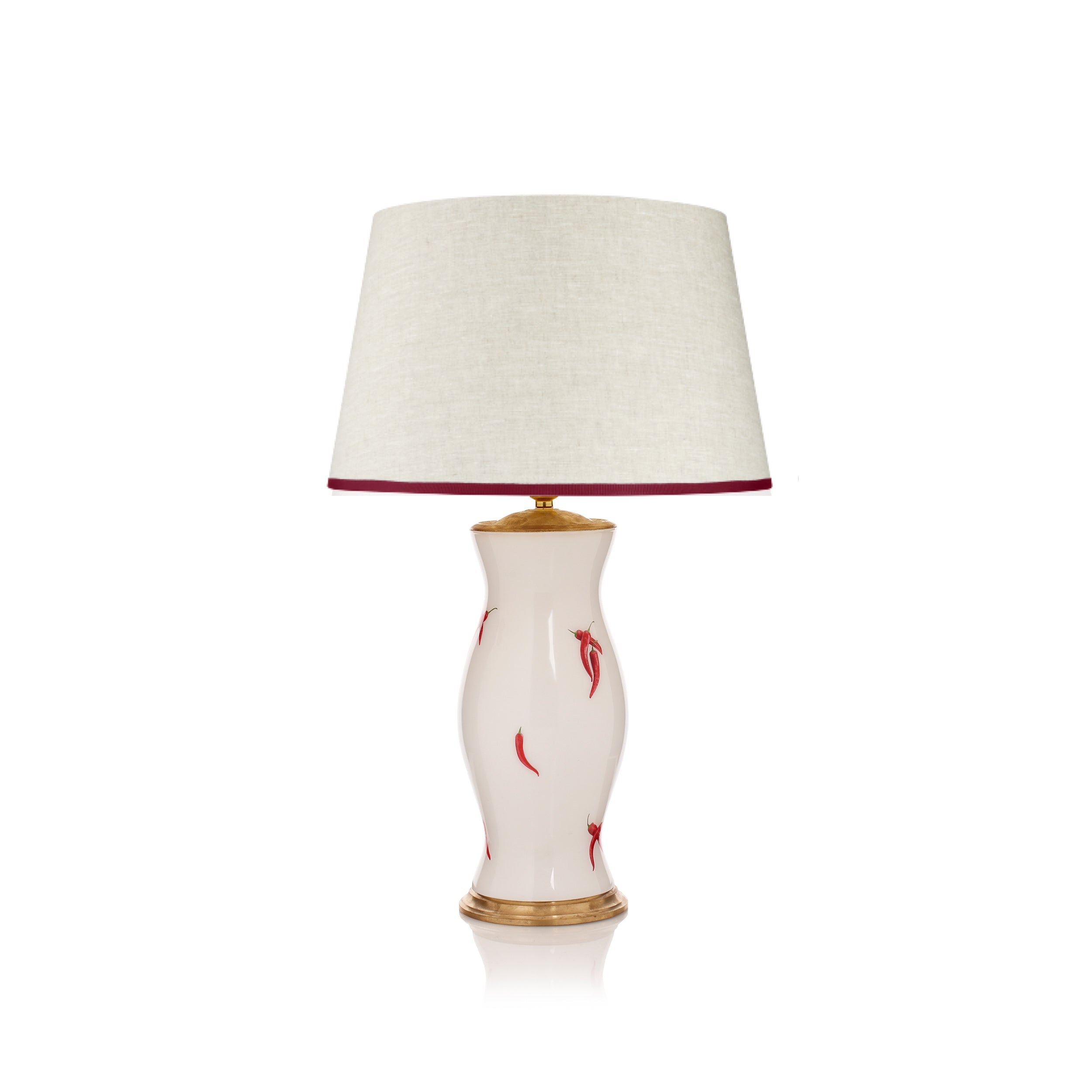 STRETCHED CREAM  LINEN LAMPSHADE WITH RED LETTER DAY TRIM