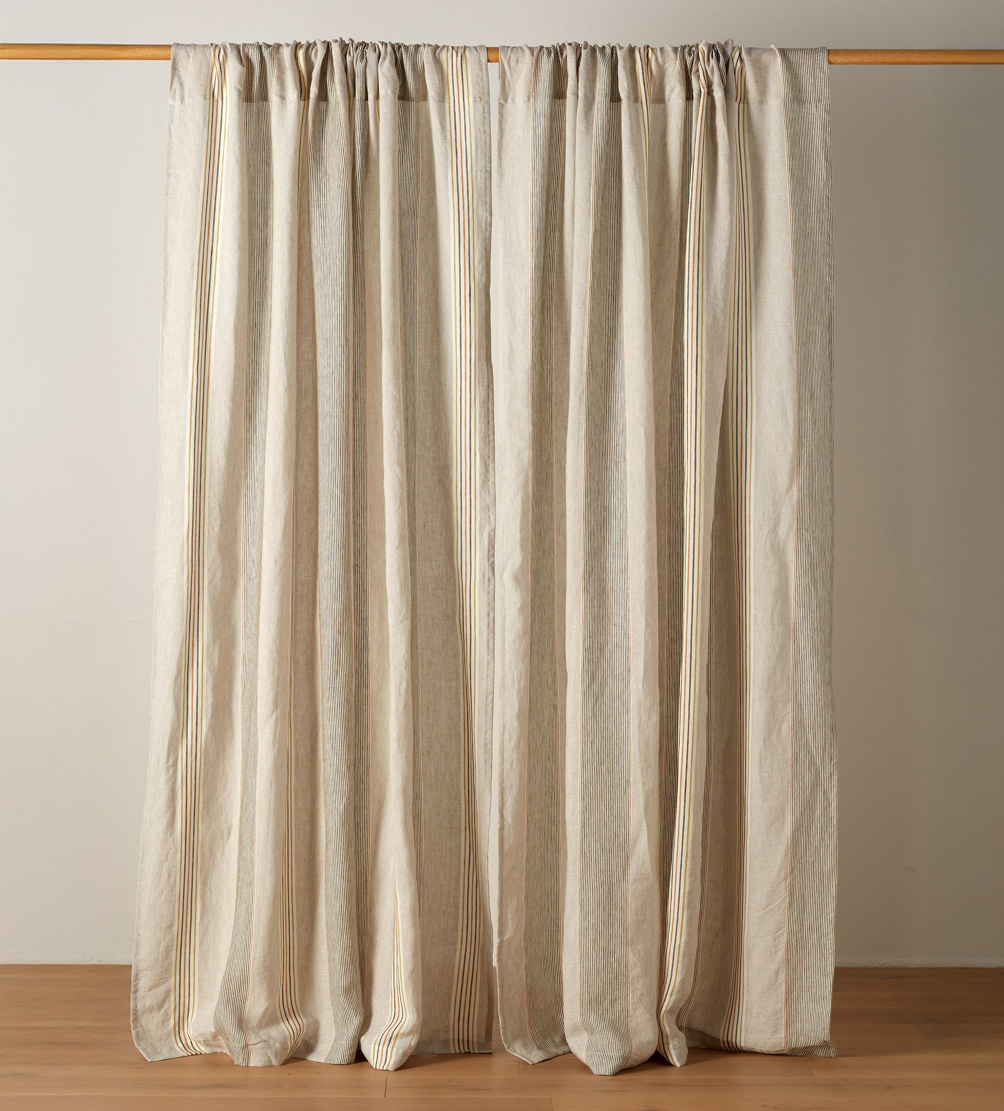 Sophie Stripe 100% Linen Loop Top Curtain (Single)