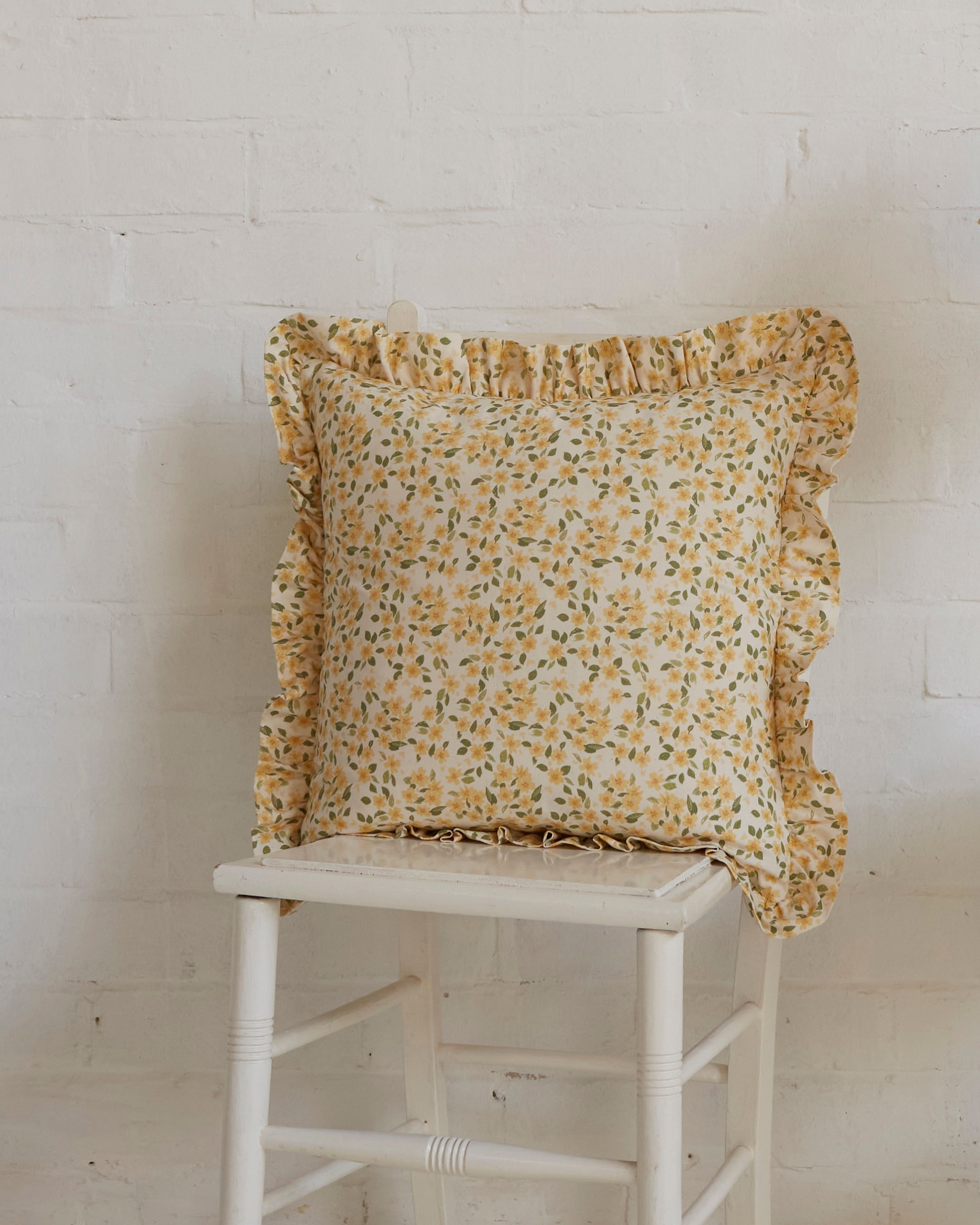 Primrose, calico frill cushion