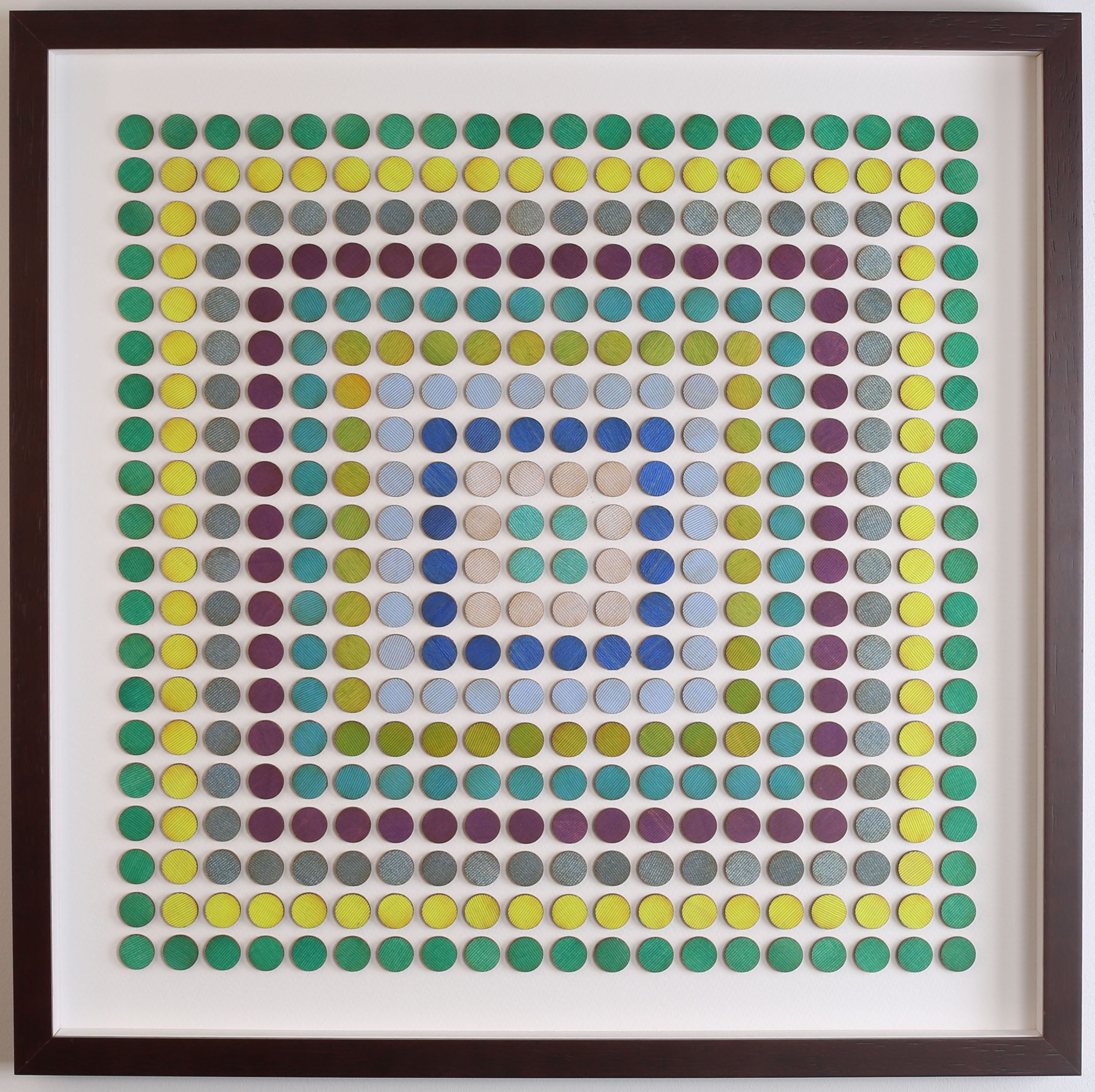 Painted Dot Collage Concentric Squares Green