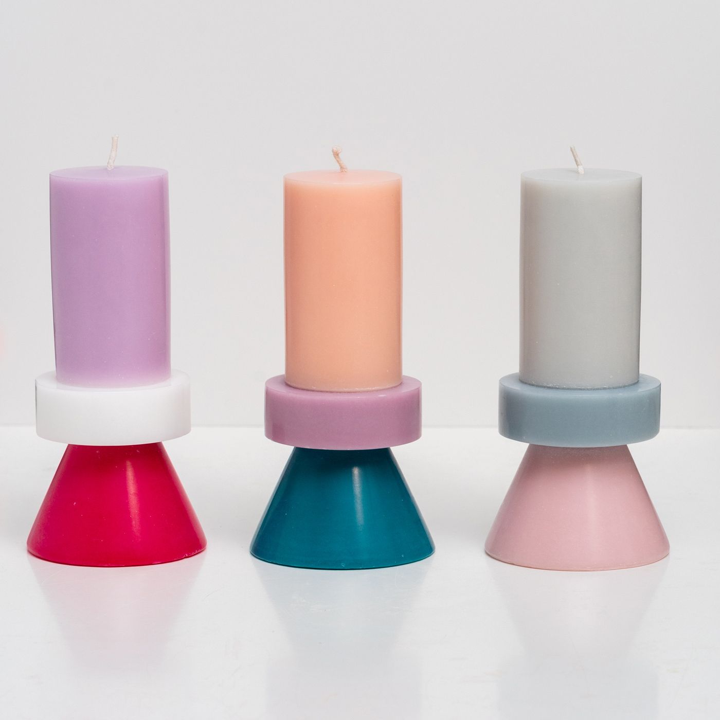 Stack Candle Tall - Violet / White / Geranium