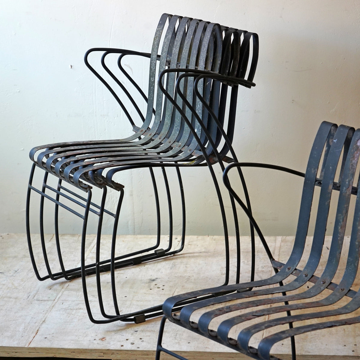 Four Stacking Metal Garden Chairs