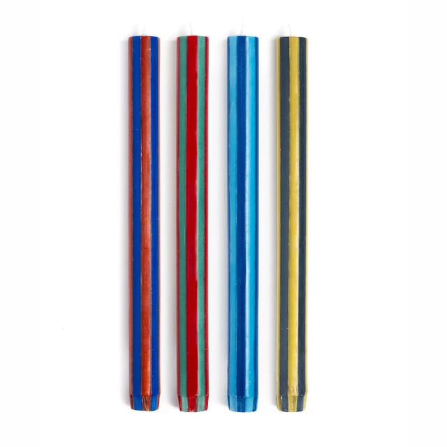 Stripe Dinner Candles | Mixed Set: Strong Colours