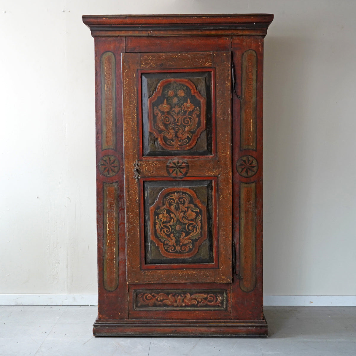 19th C. Painted Folk Art German Bridal Cupboard