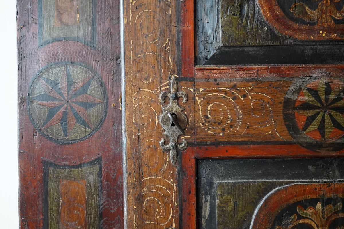 19th C. Painted Folk Art German Bridal Cupboard