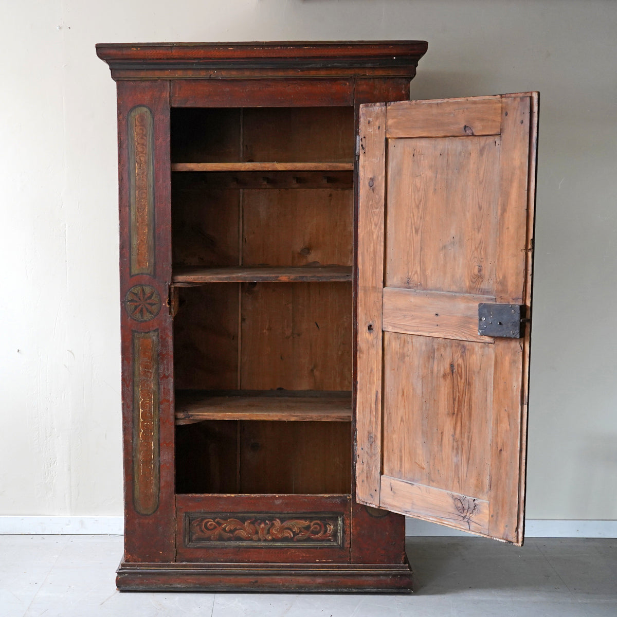 19th C. Painted Folk Art German Bridal Cupboard