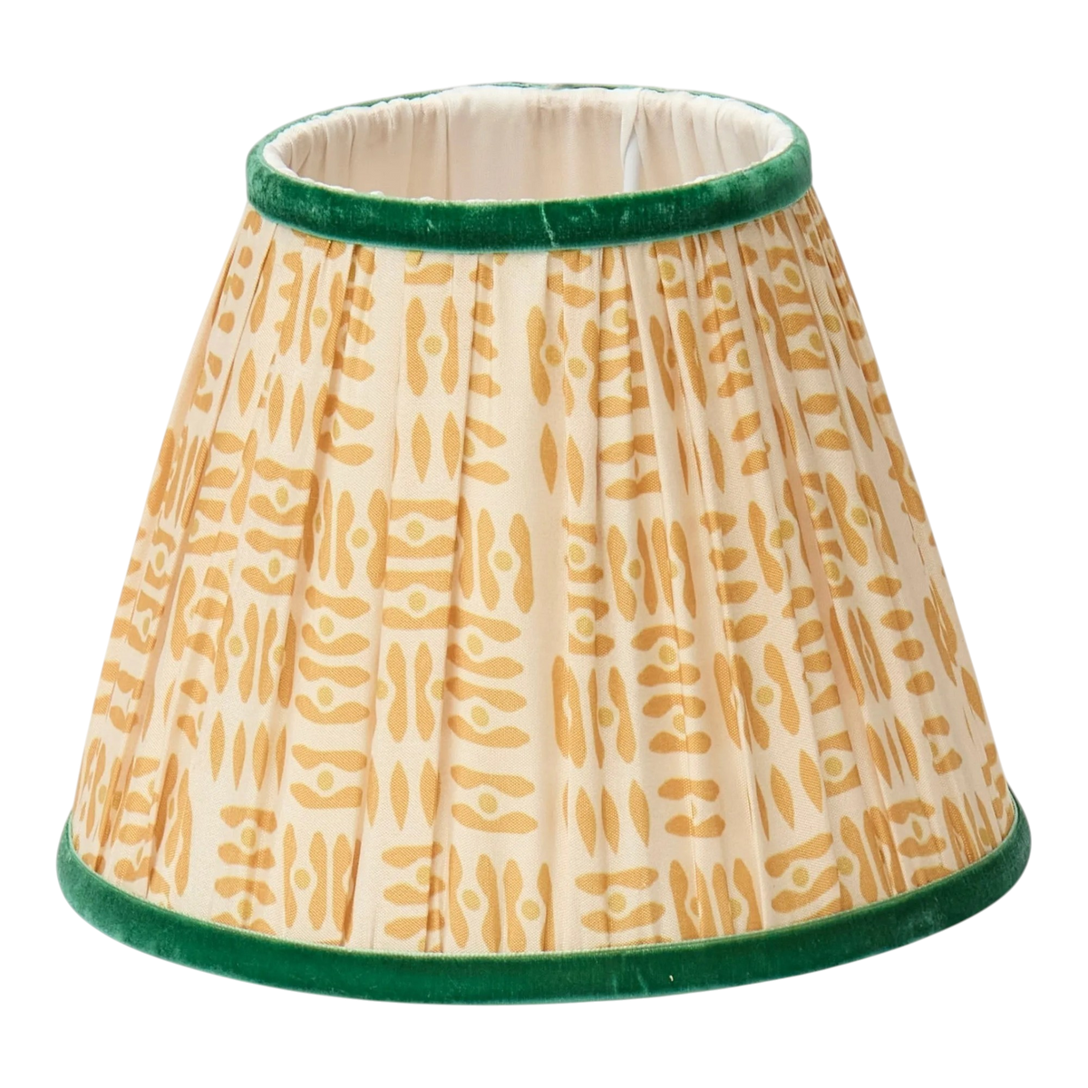 Yellow Patola Lampshade with Velvet Trim
