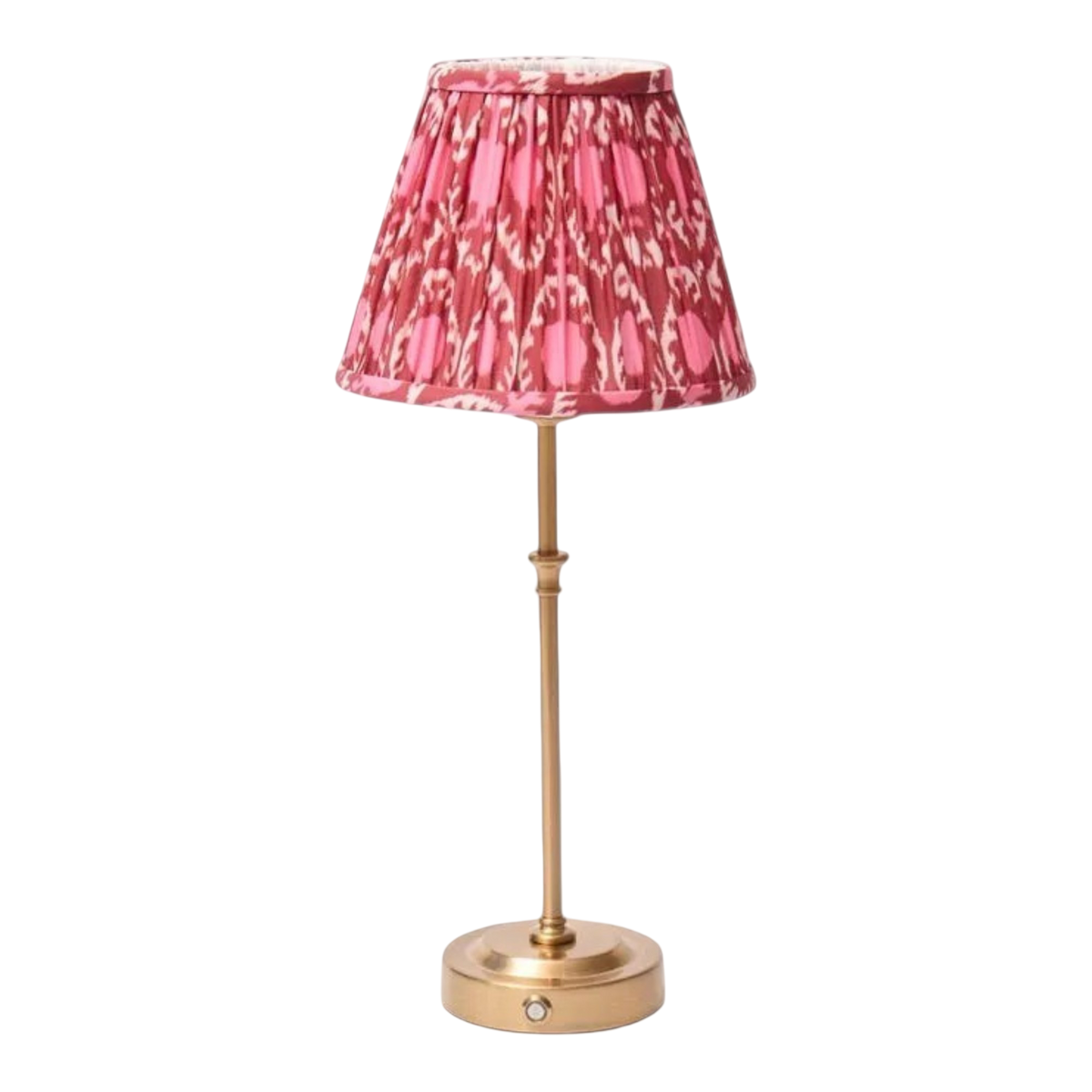 Lyla Rechargeable Table Lamp with Pink and Red Ikat Lampshade