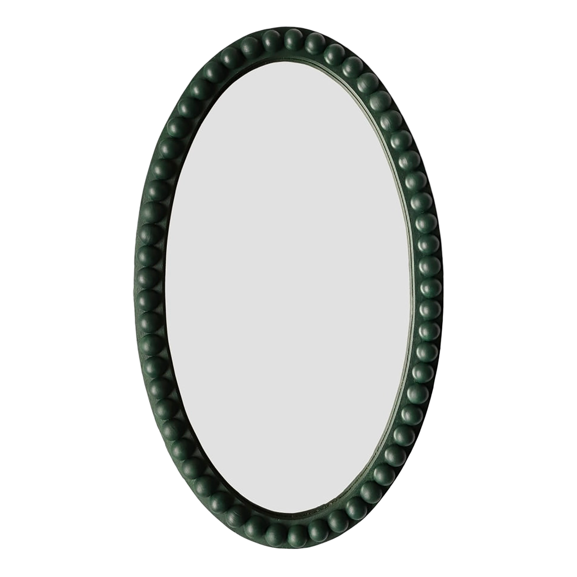 Stained Wood Oval Bobbin Mirror