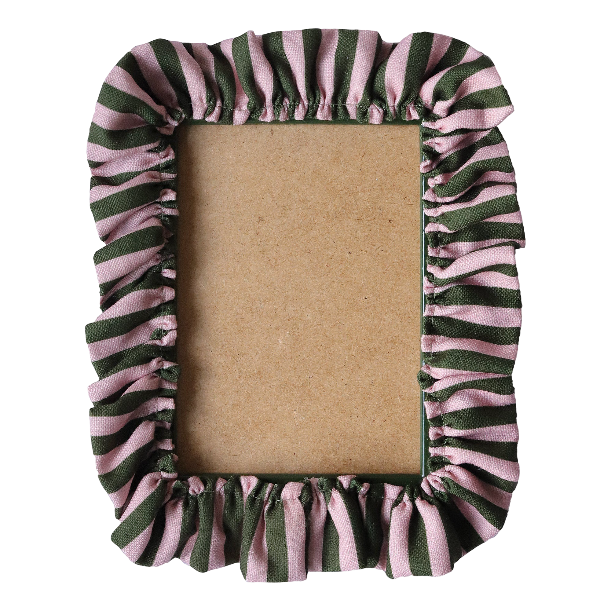 Dark Olive & Rose Stripe Ruffle Frame