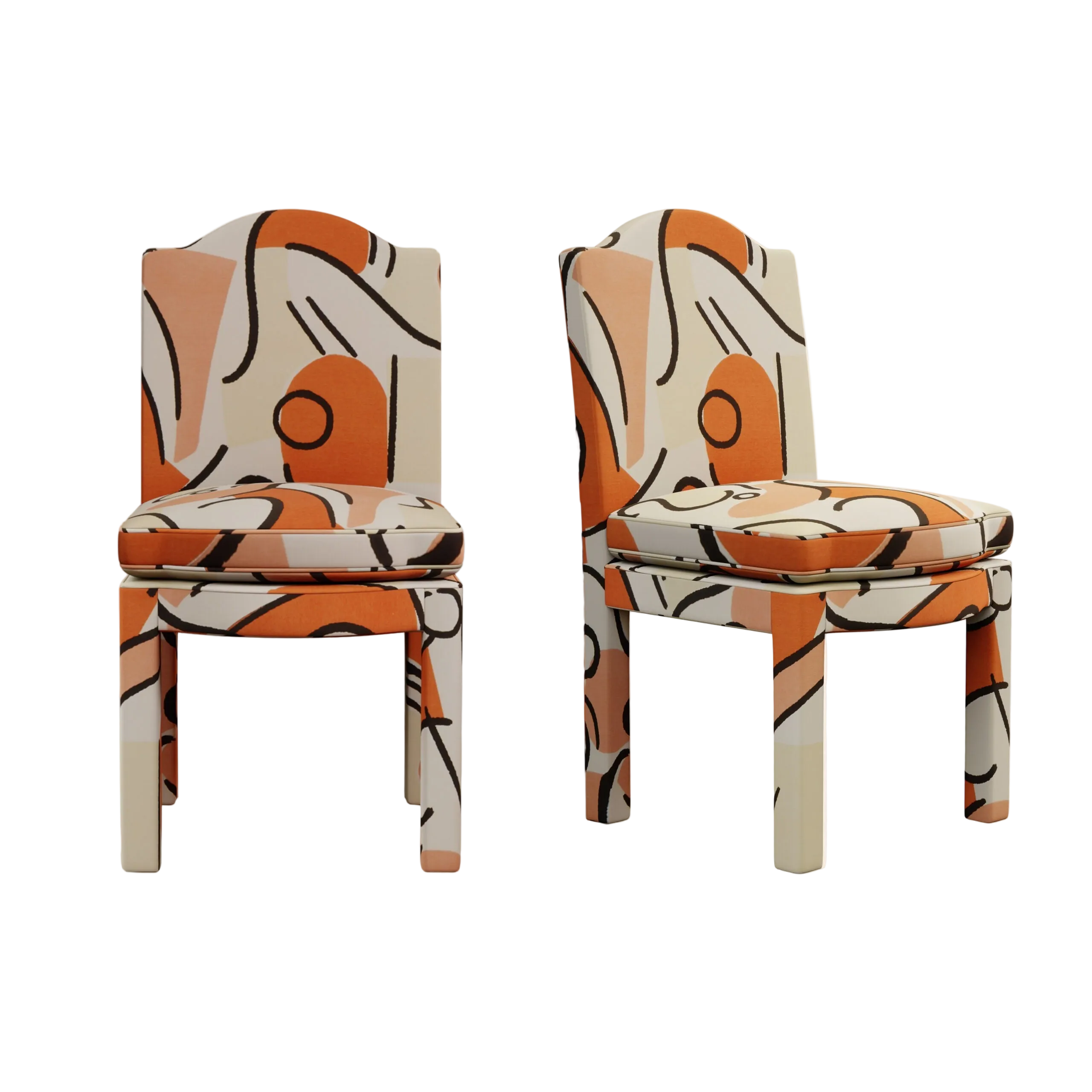 Pair of Leo Dining Chairs, Tangerine