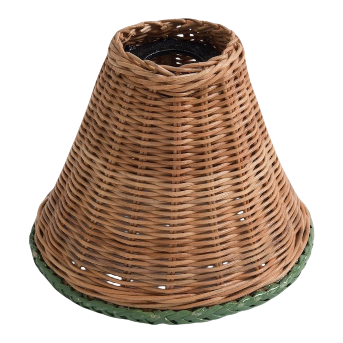Sunbird Small Rattan Lampshade | Green Trim