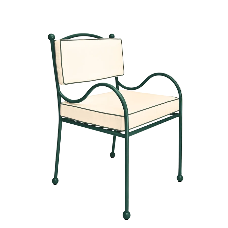 Panarea Armchair in Isola, Cream & Green Upholstery