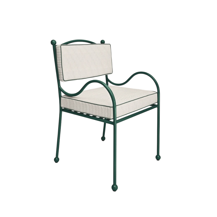 Panarea Armchair in Isola, Green & Cream Striped Upholstery