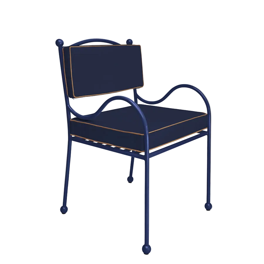 Panarea Armchair in Mare, Blue & Taupe Upholstery