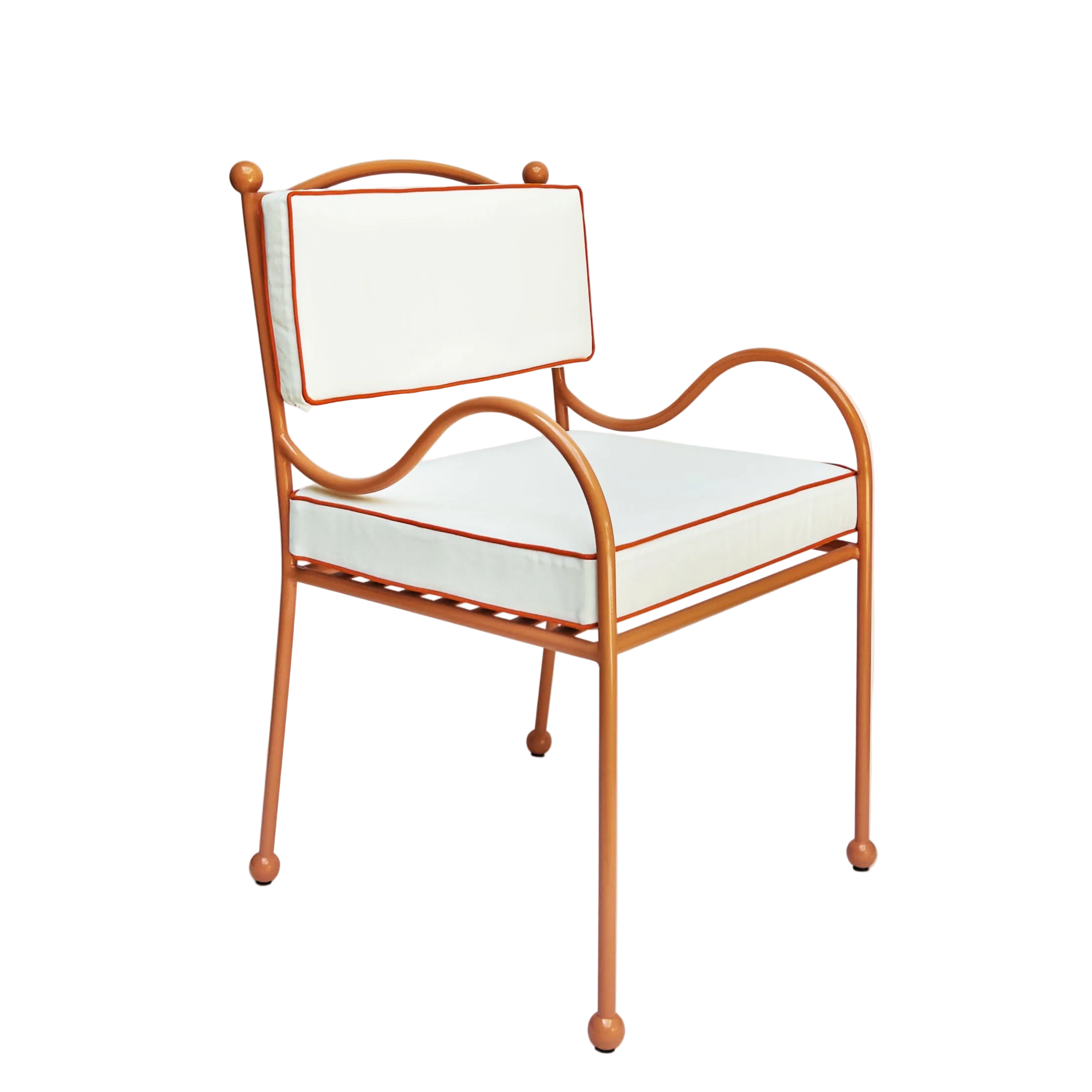 Panarea Armchair in Spritz, White & Orange Striped Upholstery