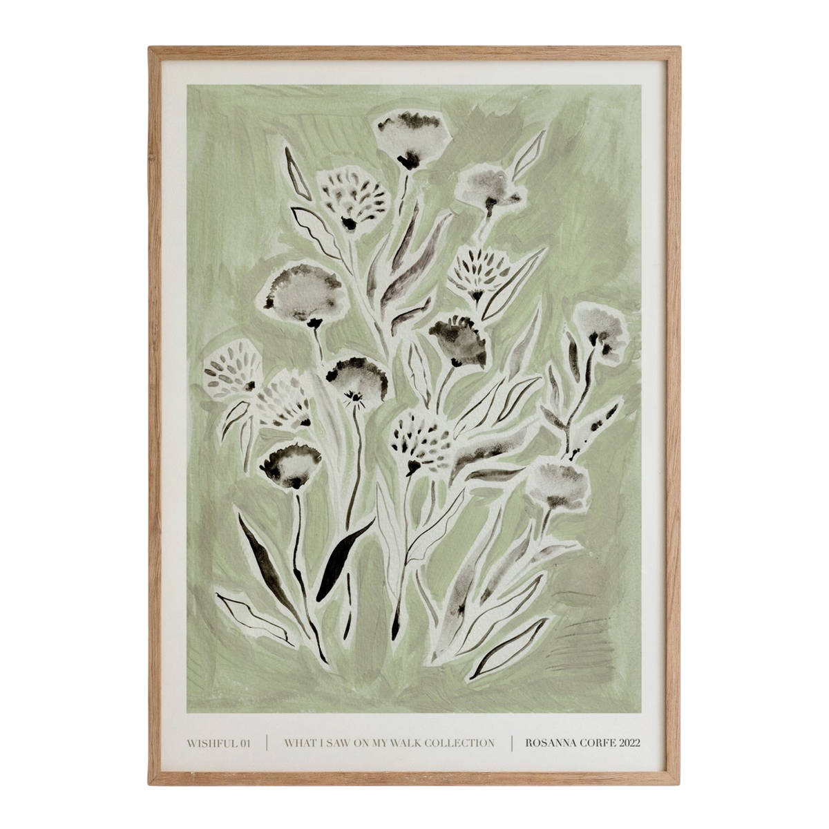 Wishful Green Floral Art Print