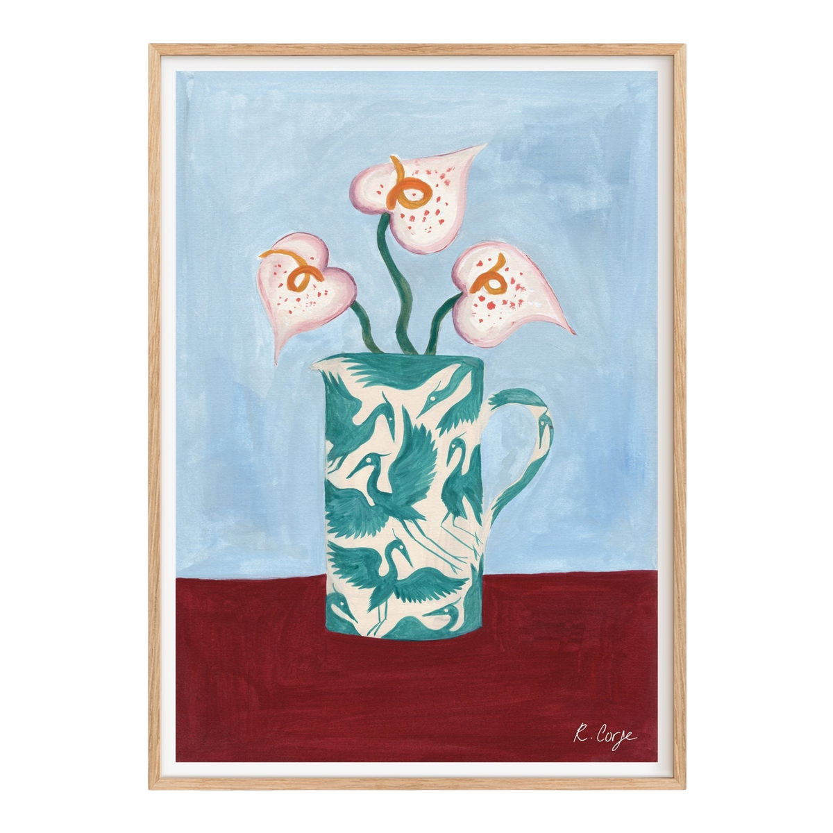 Teal Herons Jug Art Print