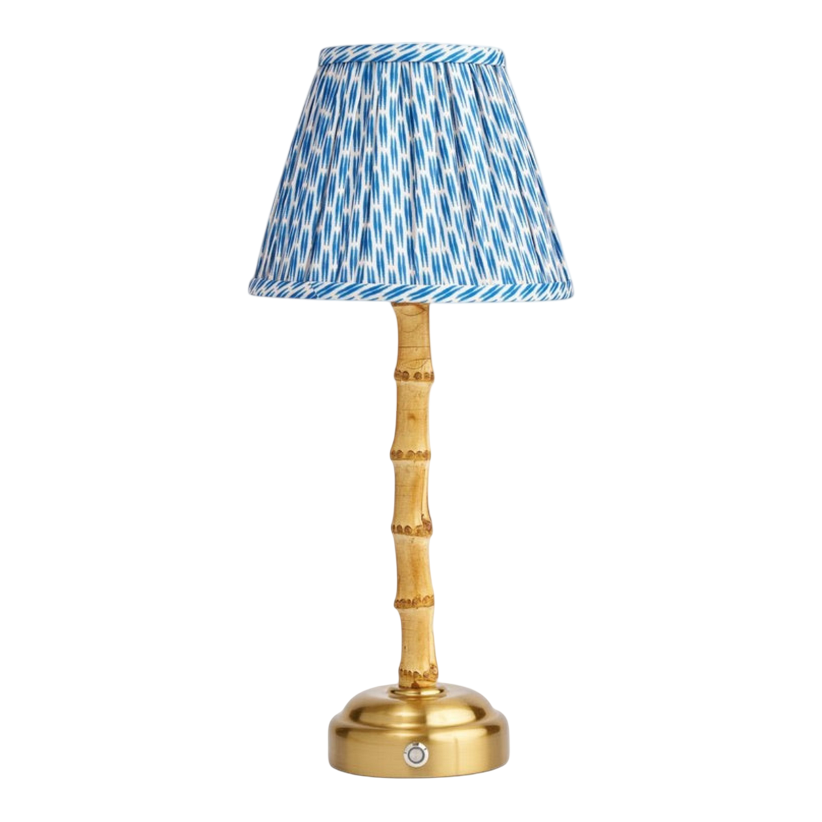 Bamboo Table Lamp with blue Patola Lampshade