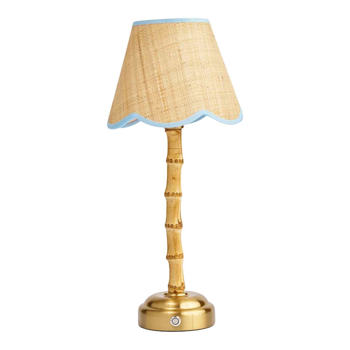 Bamboo Table Lamp with Blue Raffia Lampshade