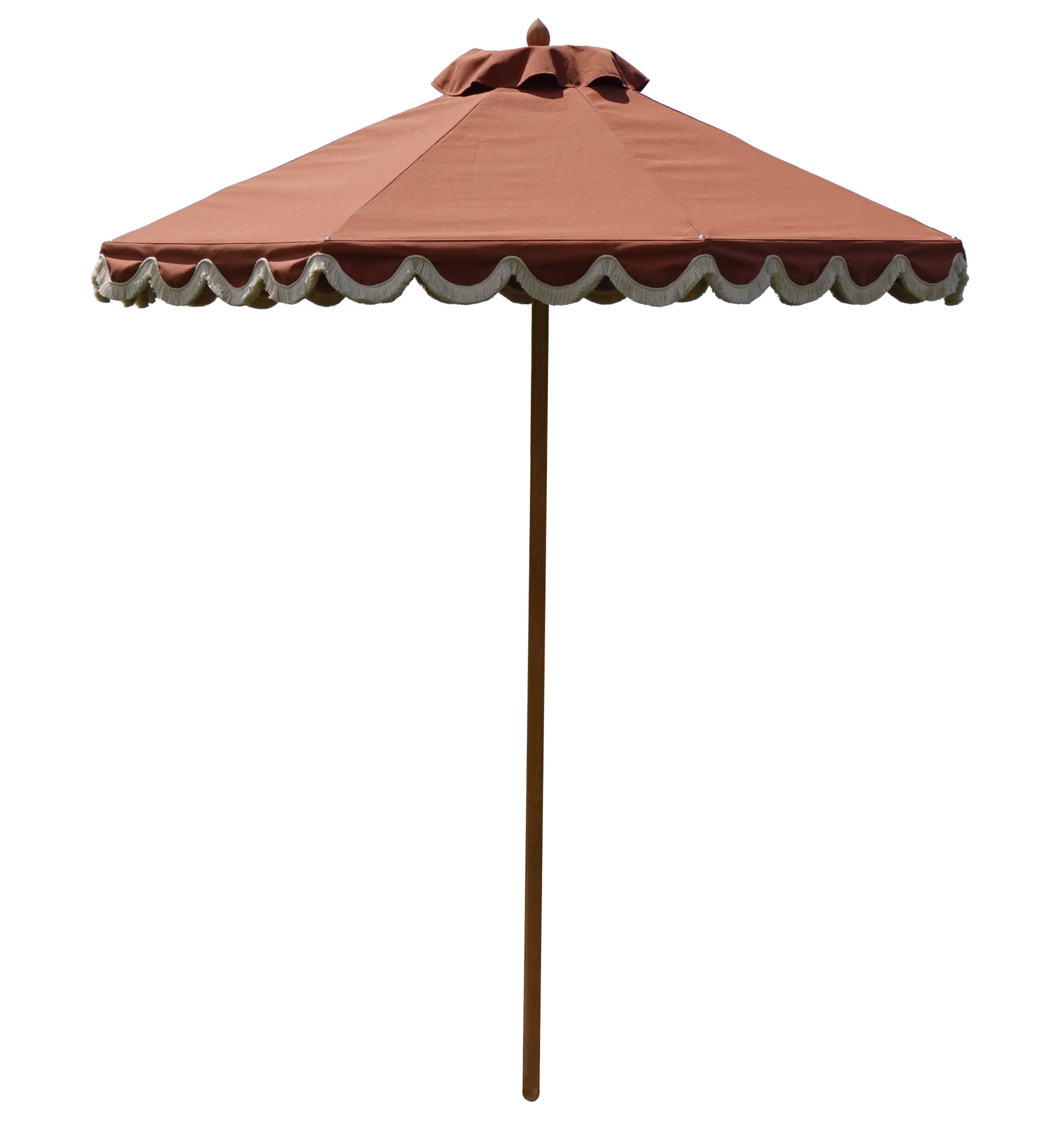 Scalloped parasol with cream fringe