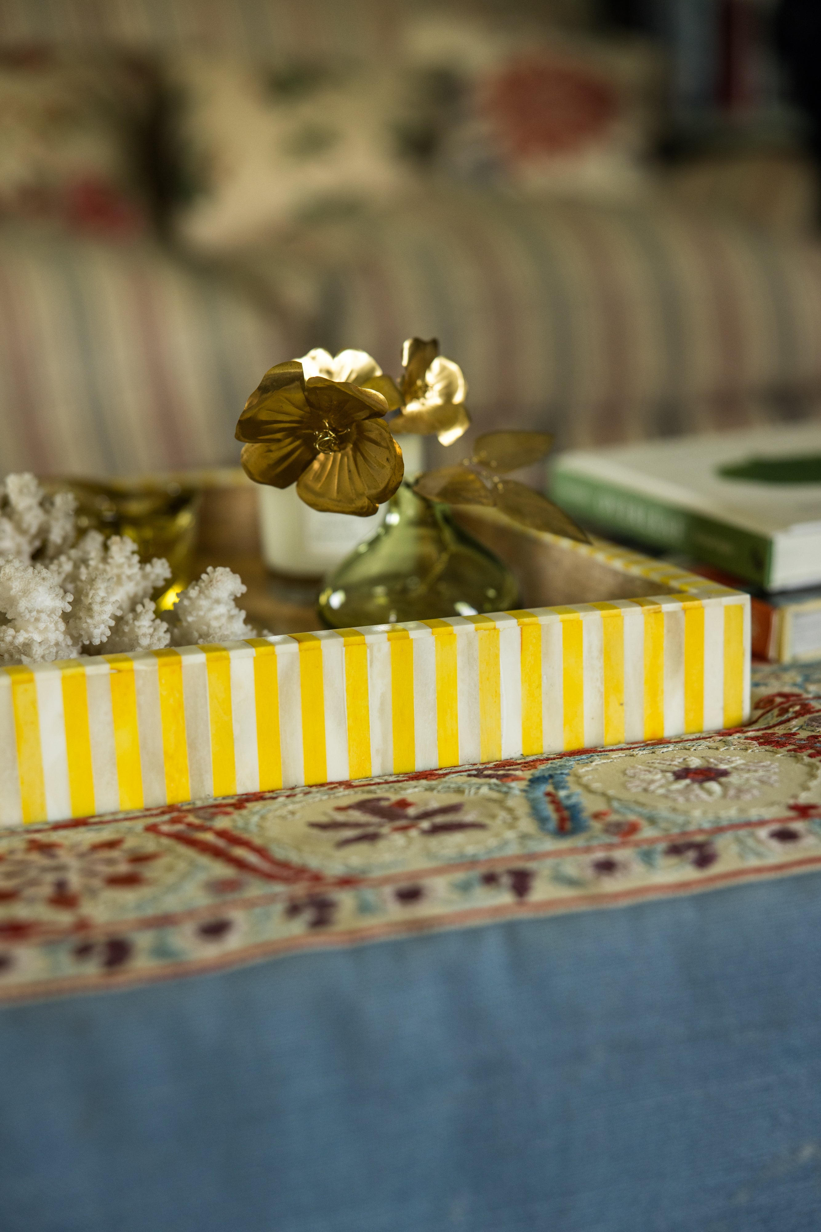 Square Inlay Tray | Large | Yellow  | Striped