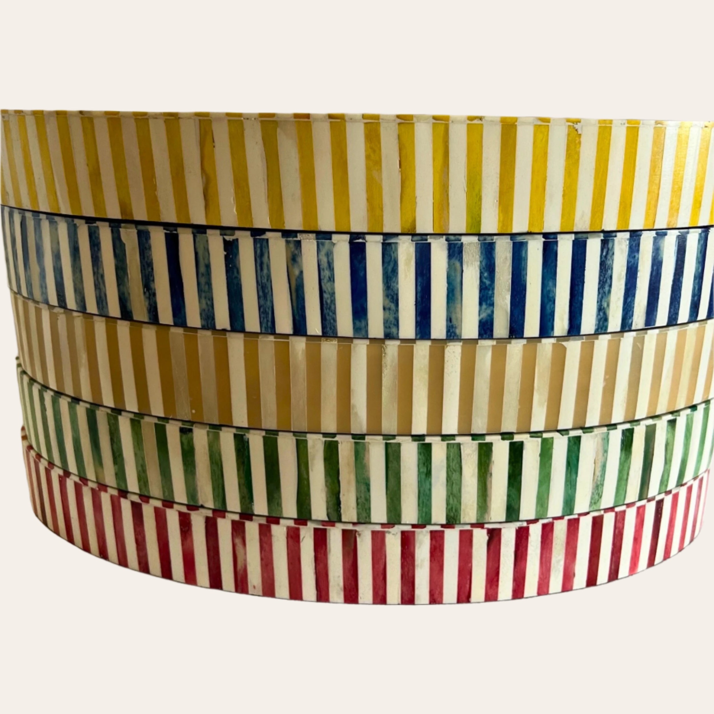 Oval Inlay Tray | Large | Yellow | Striped