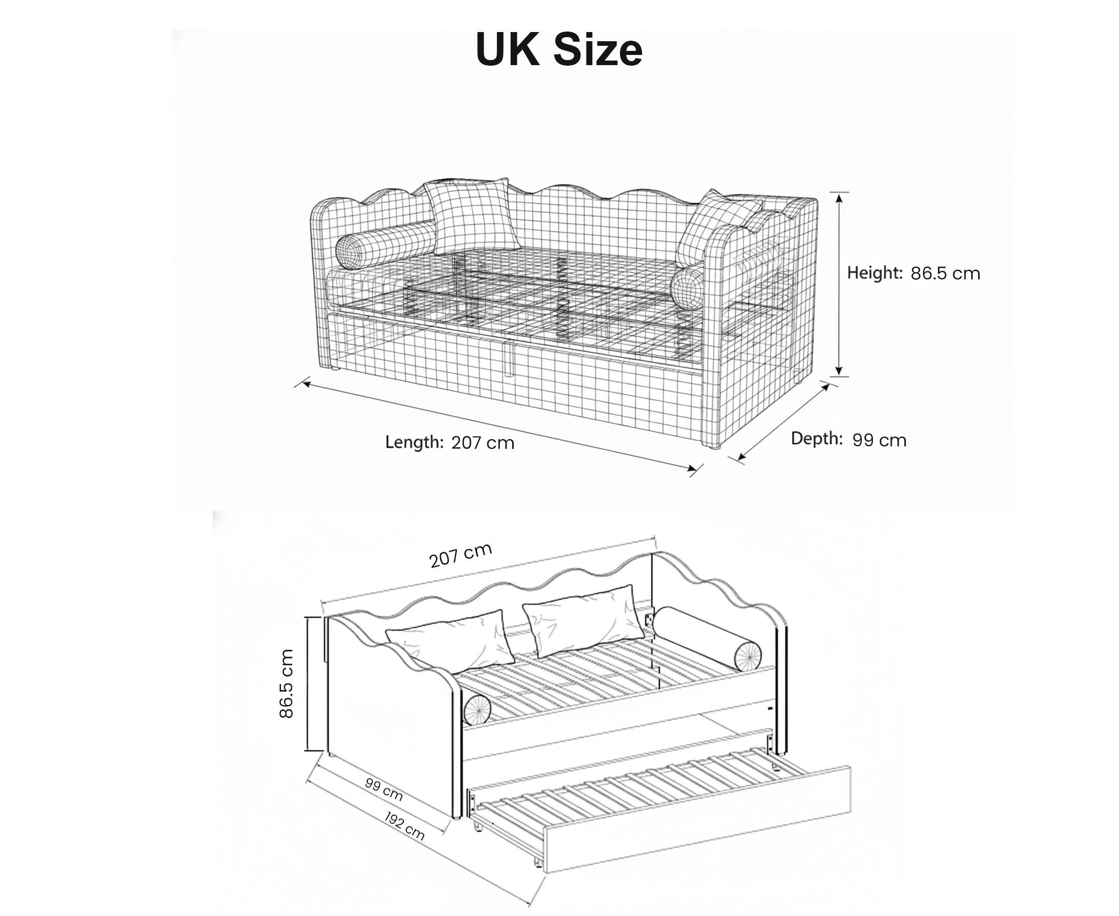 The Lochlan Day Bed - Wavy Green Gingham