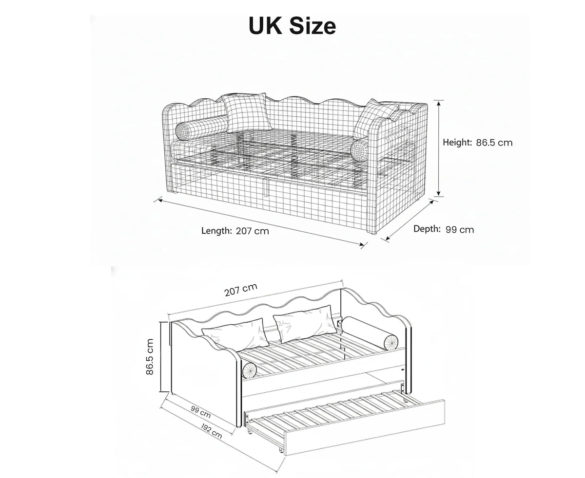 Lochlan Wavy Bed in Pink