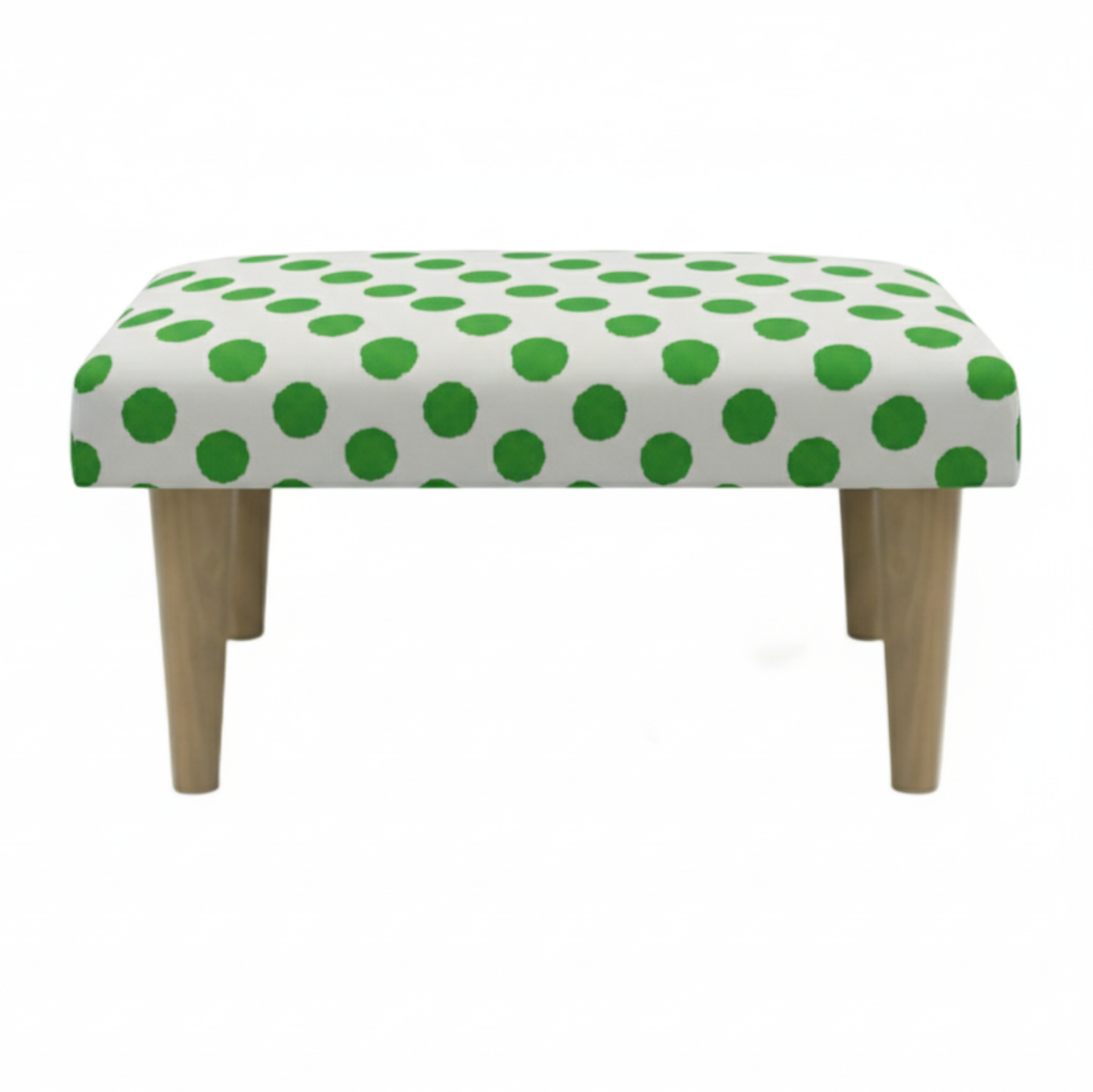 Hand-Painted Upholstered Linen Square Footstool in Polka Dot print