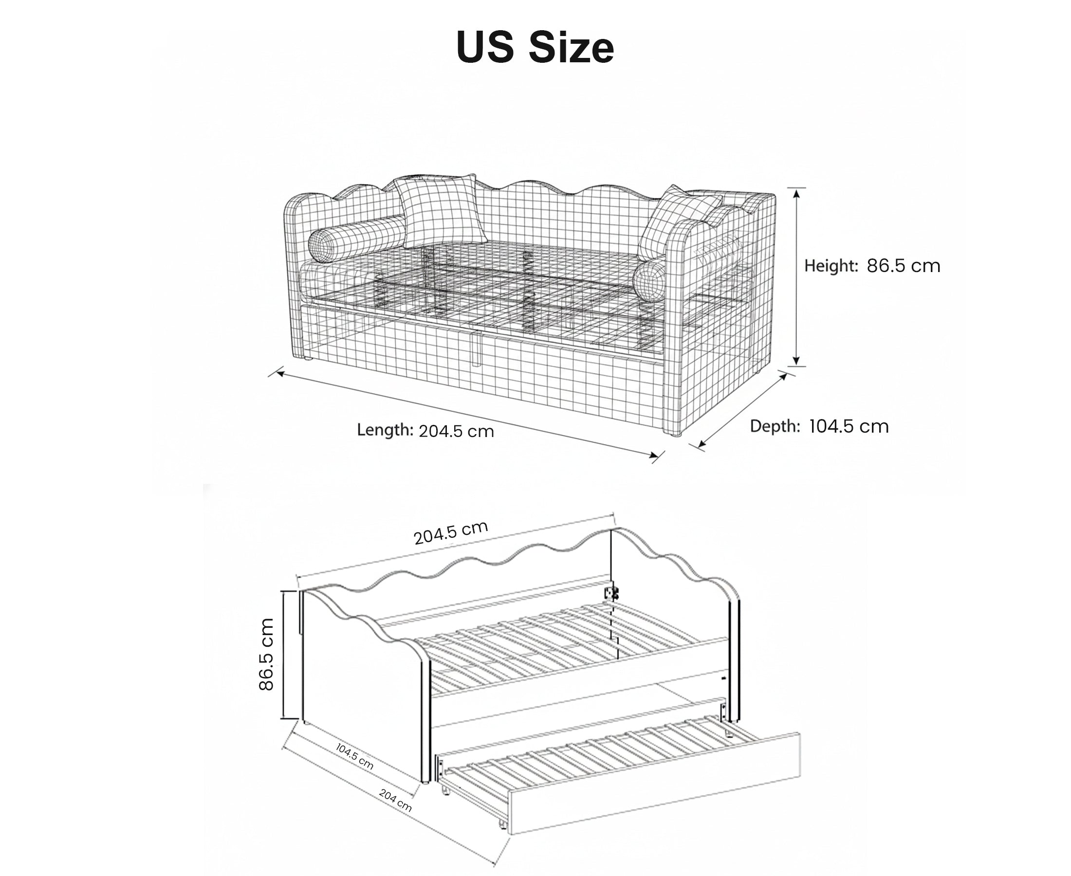 The Lochlan Day Bed - Wavy Green Gingham