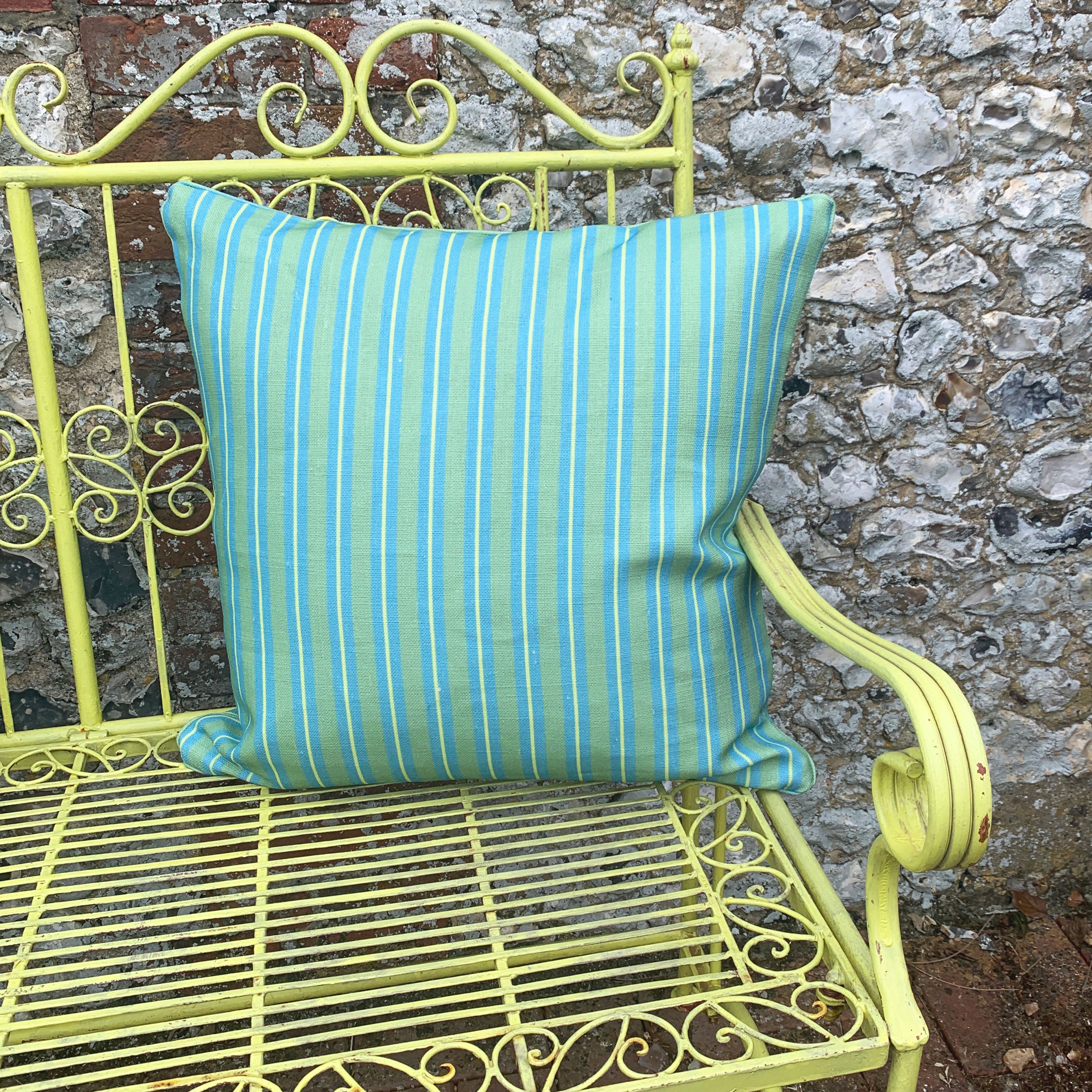 Stripe Cushion, Green & Blue