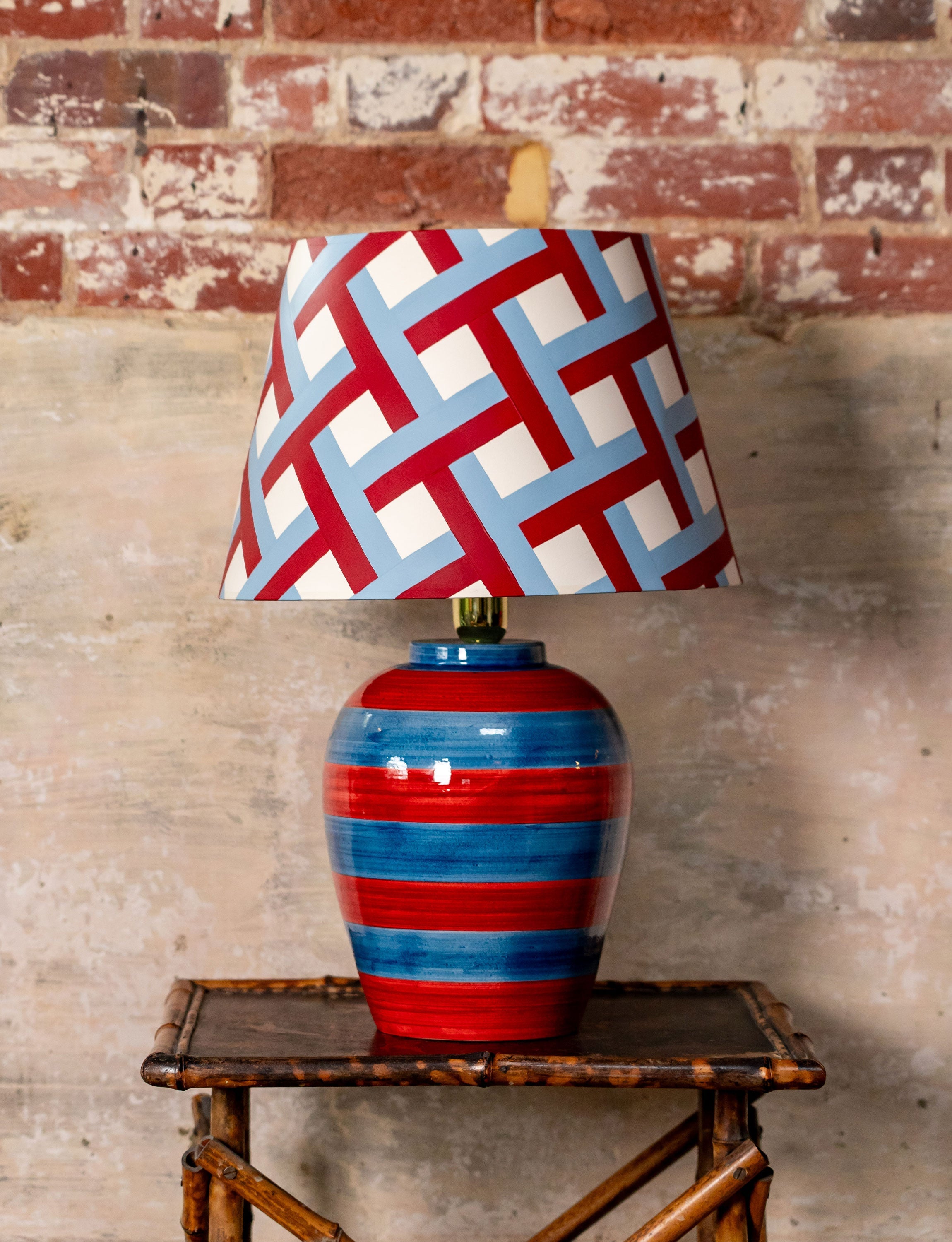 Stripe Lamp, Red & Blue