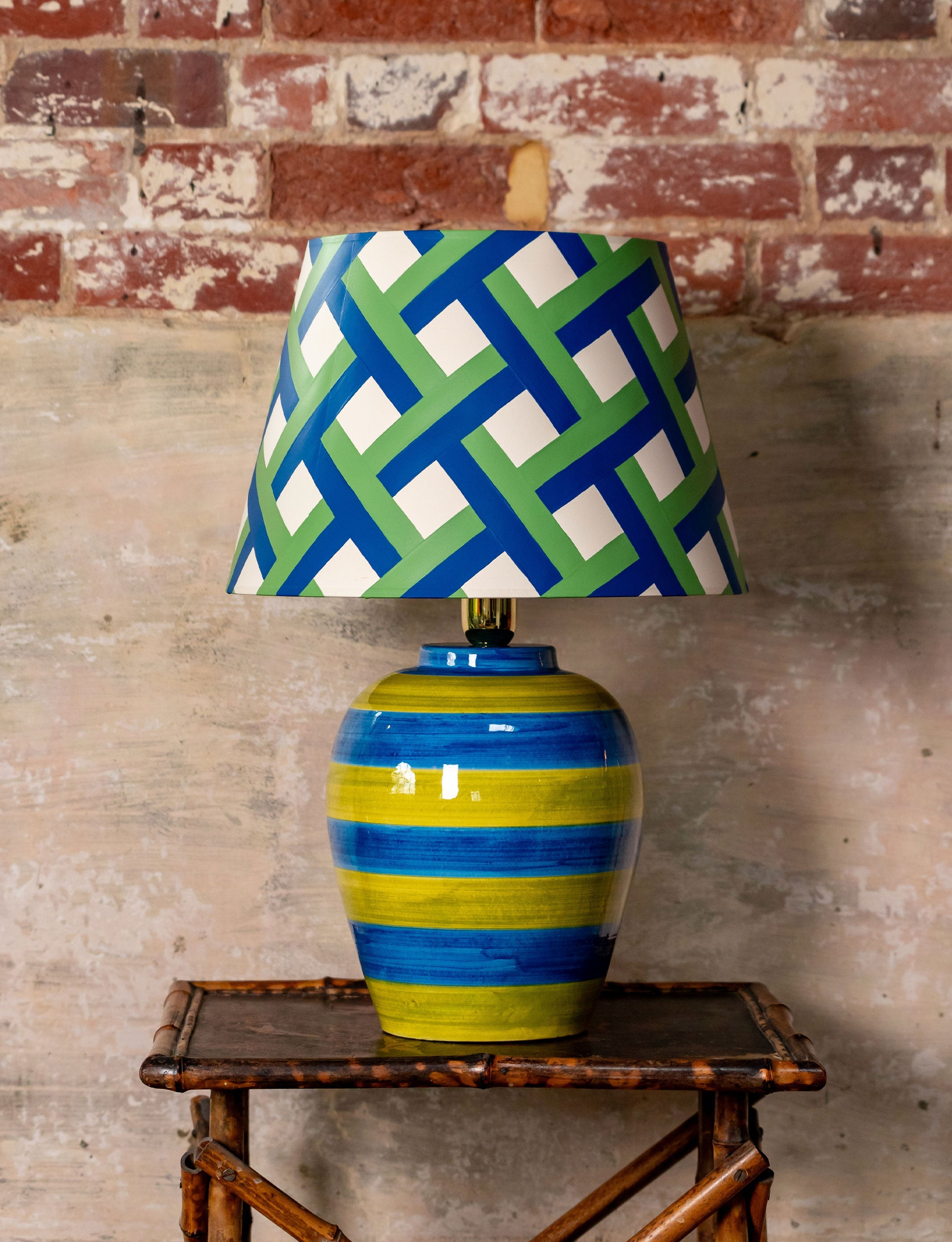 Stripe Lamp, Green & Blue