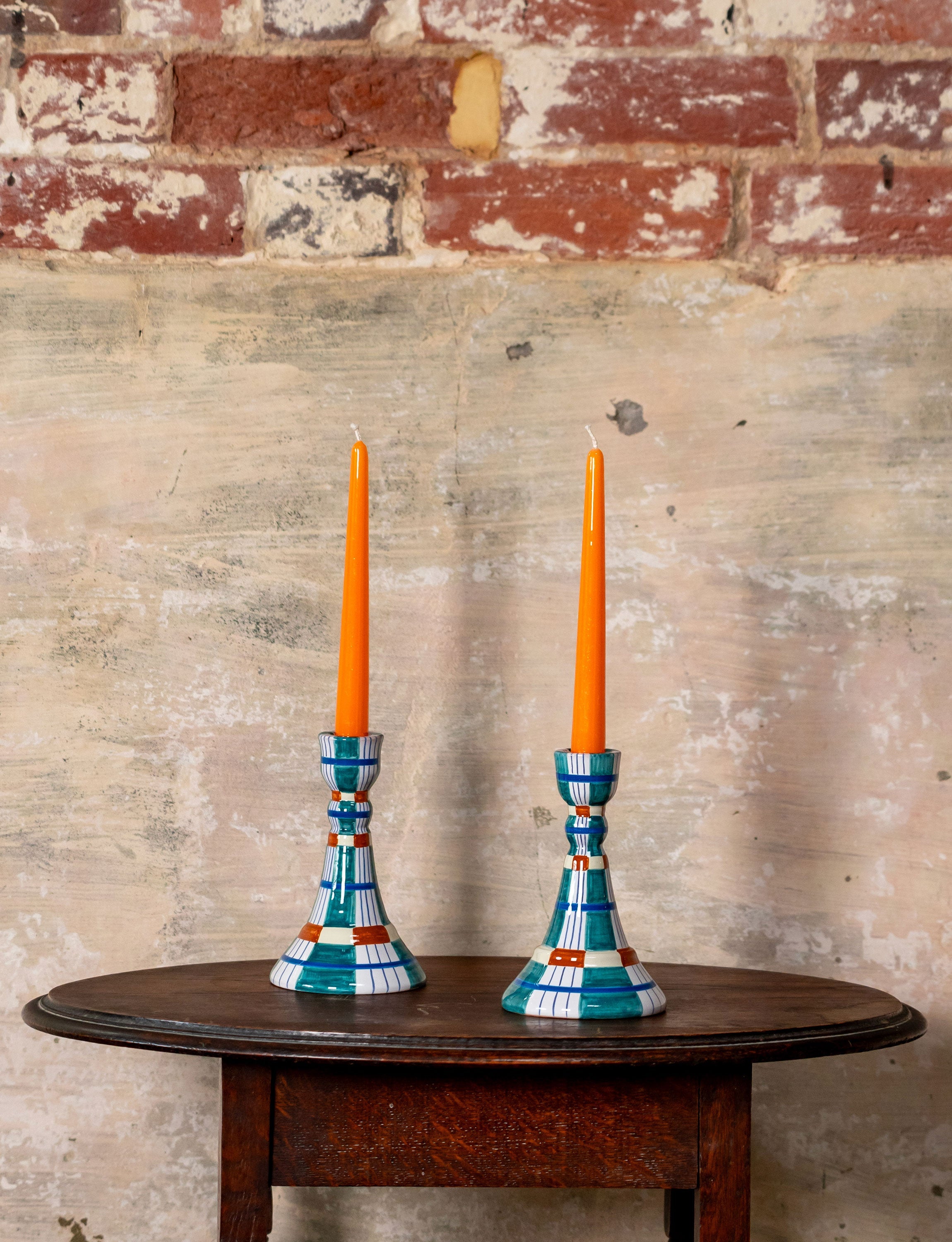 Kente Candlestick, Turquoise