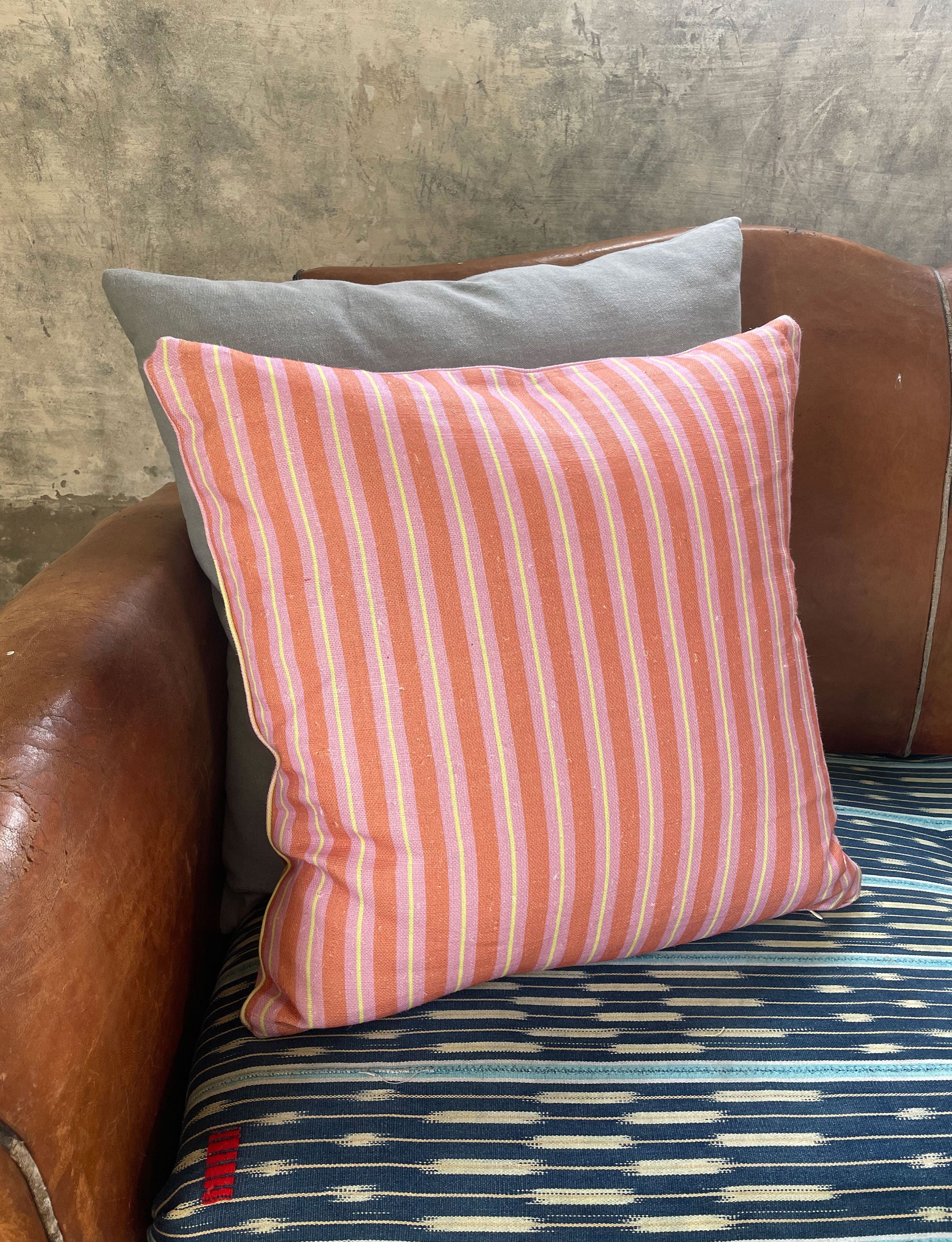 Stripe Cushion, Pink & Orange