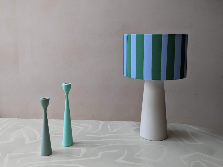 Blue & green stripe printed shade