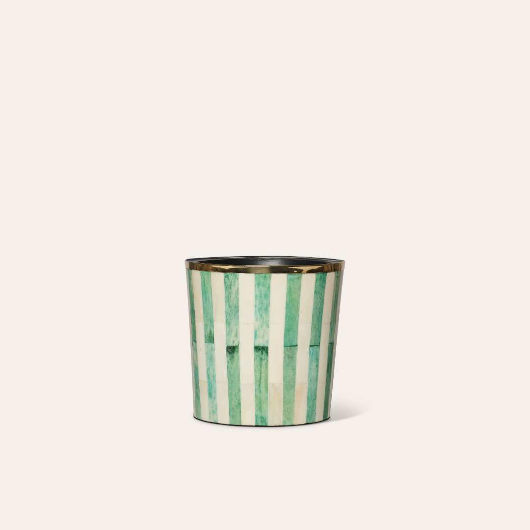 Round Inlay Planter | Medium | Green | Striped