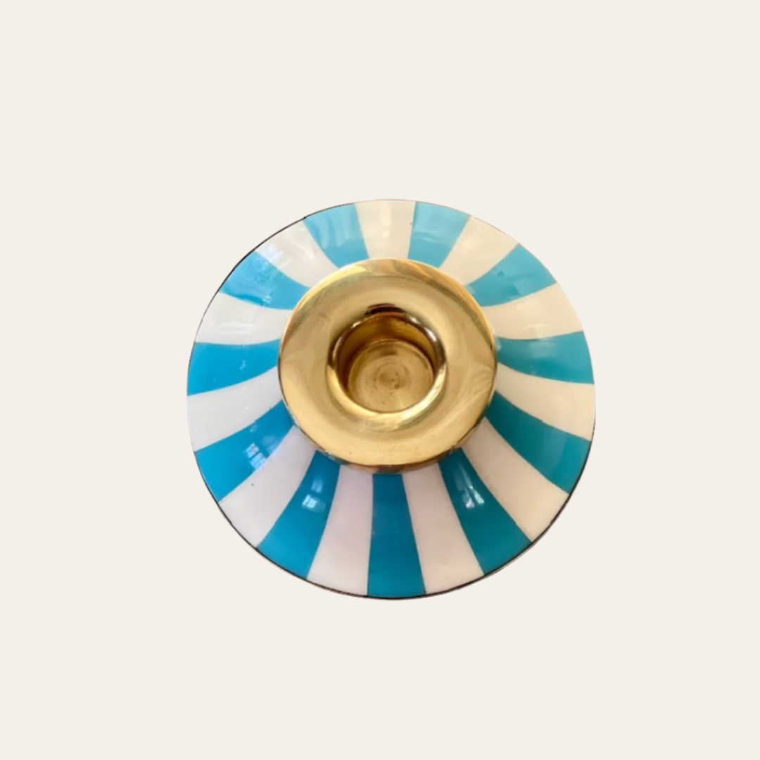 Circus Candleholder | Sky Blue | Striped