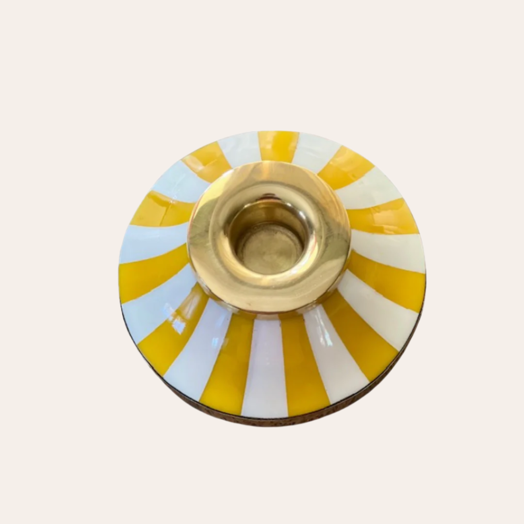 Circus Candleholder |  Yellow | Striped