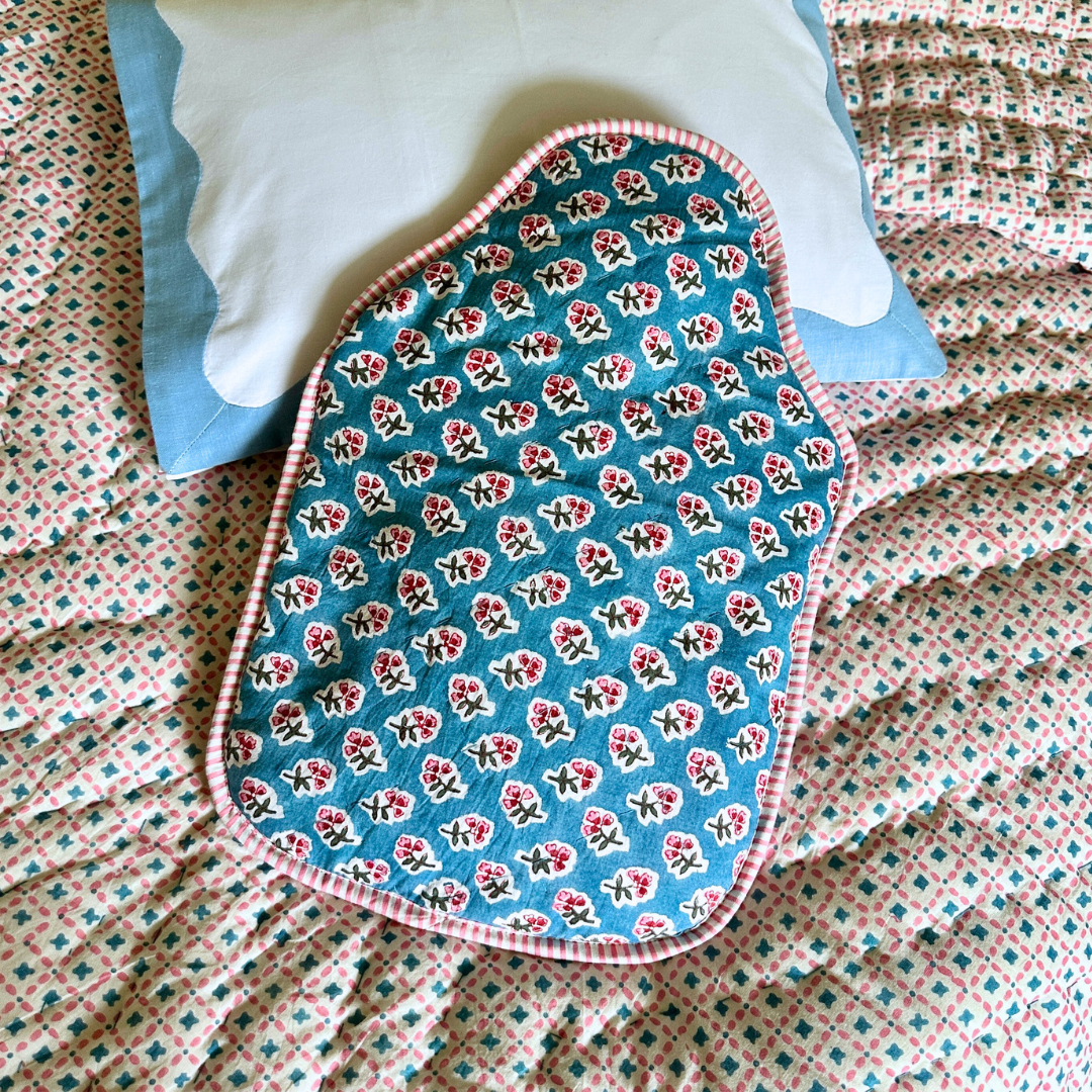 Teal Ditsy Hot Water Bottle Cover