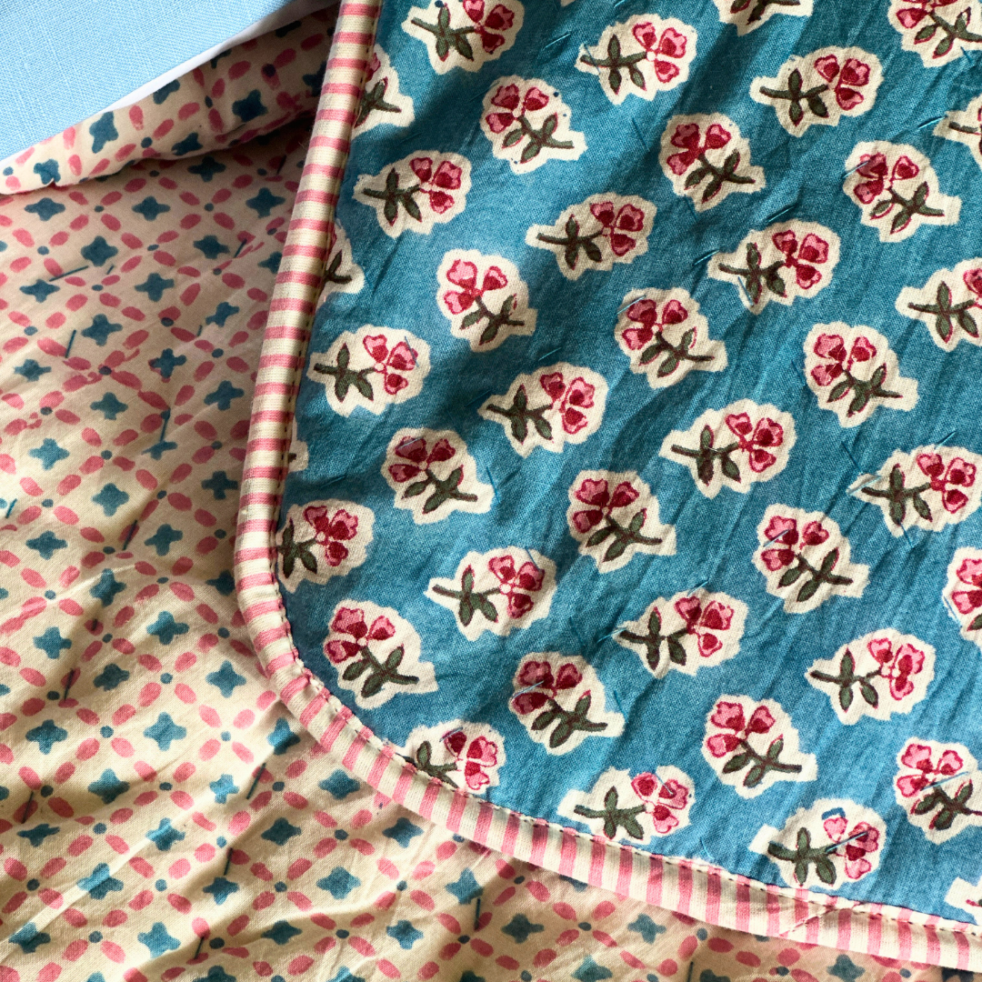 Teal Ditsy Hot Water Bottle Cover